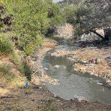 Plastic pollution on Nairobi River