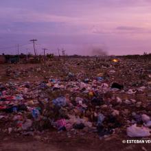 Plastic litters a landscapes.