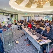 GEF Africa Regional Director, Jonky Tenou leads a session during the GEF Operational Focal Points (OFP's) at the African Wildlife Foundation Headquarters in Nairobi, Kenya   