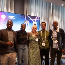 Stanely Kadeghe alongside fellow youth panelists at the Business of Conservation Conference.