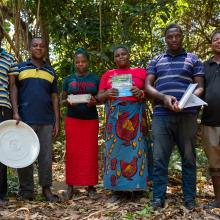 Naomi Kassim Mayowera, center right, with other members of a local water users association in the Kilombero Valley.