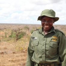 Penina Badiha, a Ranger Based in Amaka Conservancy, Tsavo Landscape Kenya.