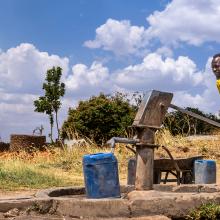 Since rivers in the Kidepo landscape dry up for much of the year, boreholes pumps are often the only reliable sources for clean water.