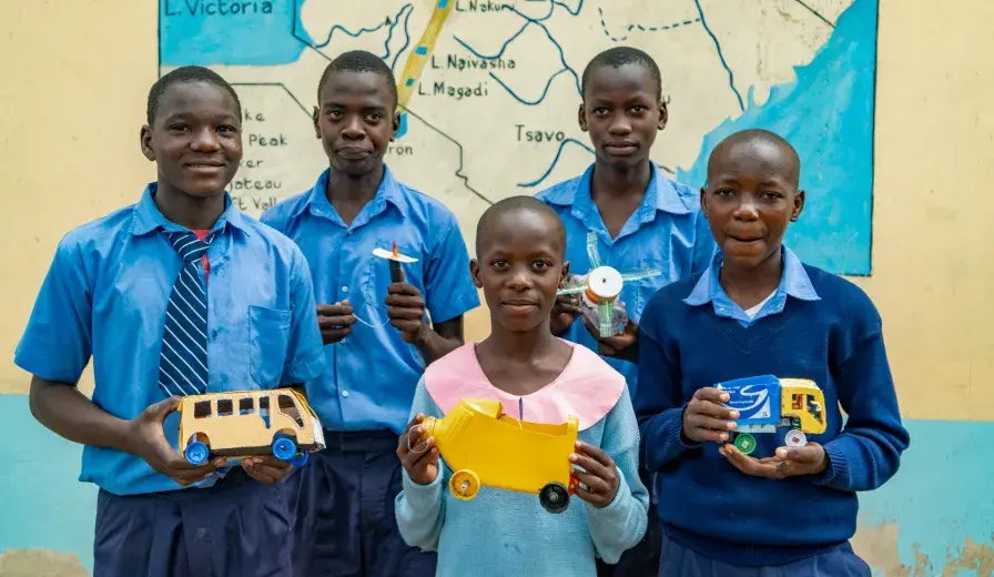 Students at Bamba Junior and Primary School in Kilifi, Kenya Showcasing Their Art.