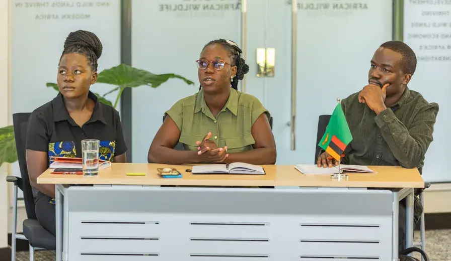 Some of the fellows from the AWF Wall Youth Leadership and Management Fellows 2025 cohort during one of the training sessions