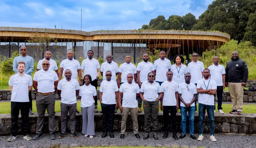 Conservation professionals gather at the Dian Fossey Gorilla Fund’s Kinigi Campus in Rwanda.