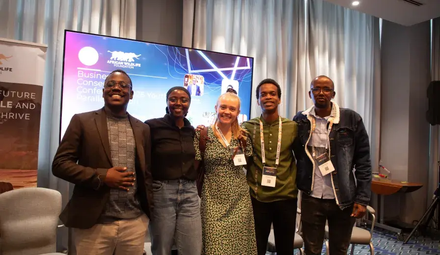 Stanely Kadeghe alongside fellow youth panelists at the Business of Conservation Conference.