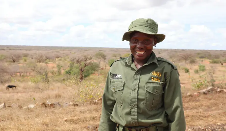 Penina Badiha, a Ranger Based in Amaka Conservancy, Tsavo Landscape Kenya.