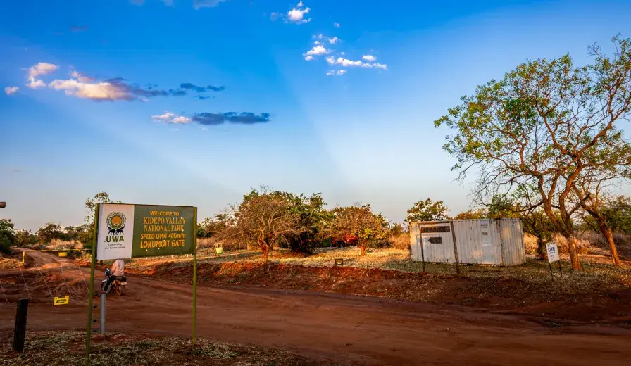 Lokumoit Gate marks the entrance to Kidepo Valley National Park, one of Uganda’s most remarkable wildlife landscapes.