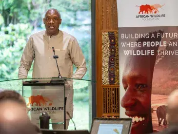 AWF CEO,Kaddu Sebunya shares his remarks during the GEF OFP Roundtable workshop at the AWF Headquarters in Nairobi, Kenya