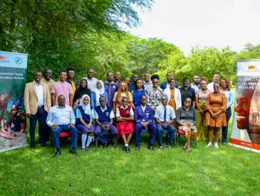 Group Photo of the AWF Young Conservation Champions Scholarship winners and AWF staff during the conservation education launch