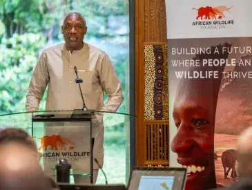 AWF CEO,Kaddu Sebunya shares his remarks during the GEF OFP Roundtable workshop at the AWF Headquarters in Nairobi, Kenya