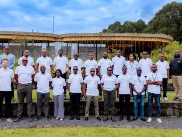 Conservation professionals gather at the Dian Fossey Gorilla Fund’s Kinigi Campus in Rwanda.