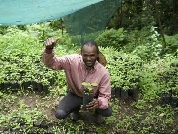 Ernest Maghanga, Chairperson of the Vuria Community Forest Association, at a tree nursery. 