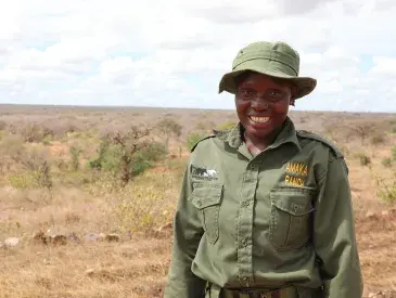 Penina Badiha, a Ranger Based in Amaka Conservancy, Tsavo Landscape Kenya.