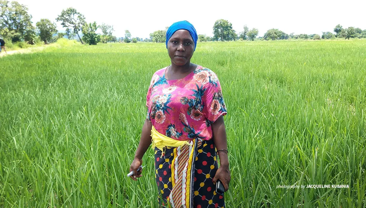 Photo of sustainable rice farmer in Kilombero