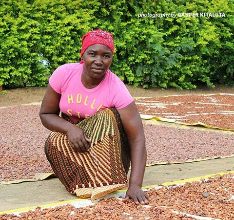 Photo of AWF-supported cocoa farmer in Kilombero, Southern Tanzania