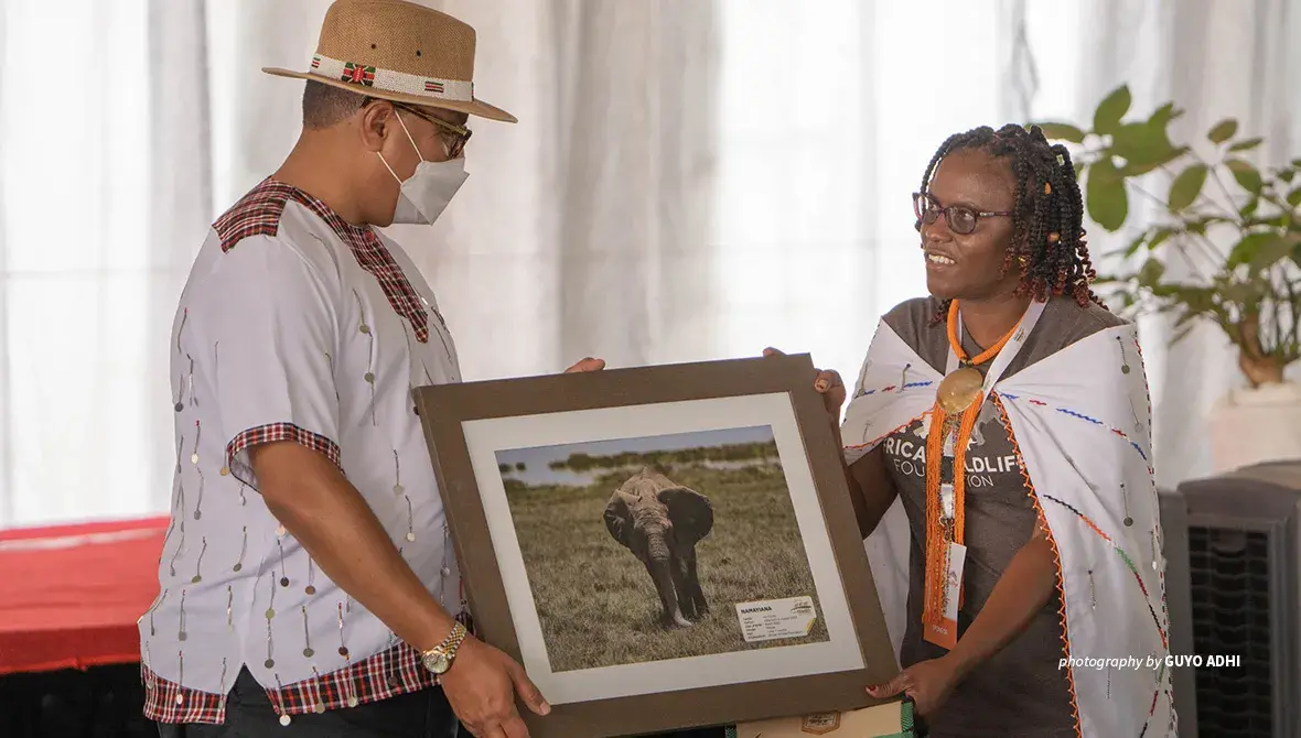 Cabinet Secretary, Tourism and Wildlife Najib Balala and AWF Country Director Kenya at Tembo Naming Festival